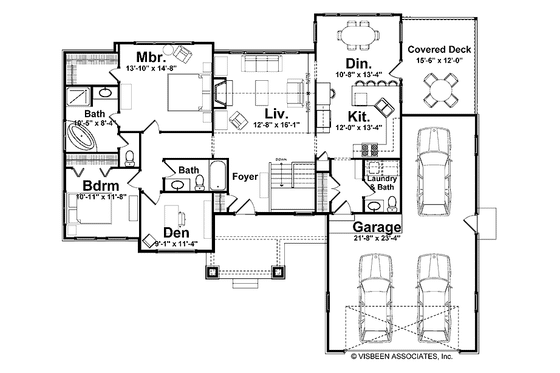 Floor Plan - Main Floor for Craftsman House Plan #928-159 - 2 bed, 2.5 bath