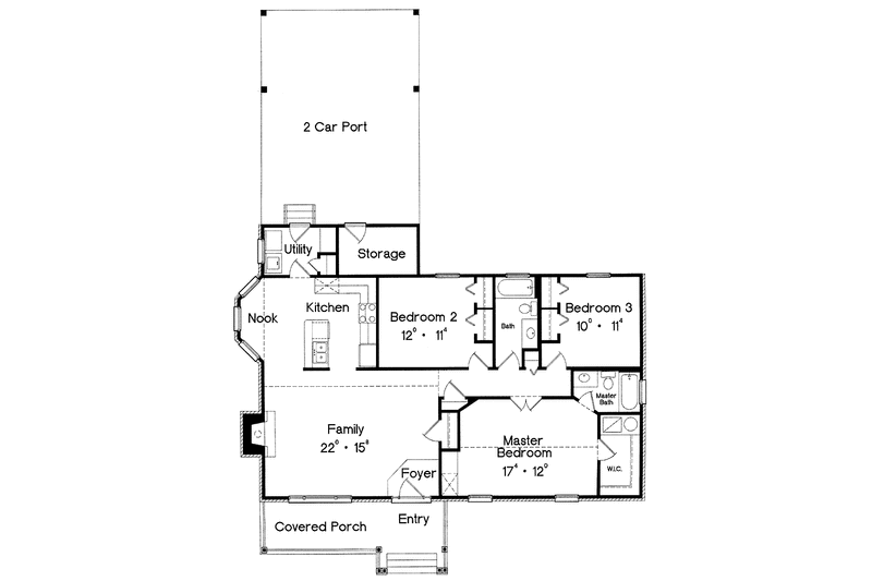 Dream House Plan - Floor Plan - Main Floor for Country House Plan #417-640 - 3 bed, 2 bath
