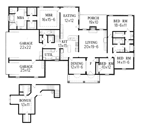 Southern Floor Plan - Main Floor Plan #15-134