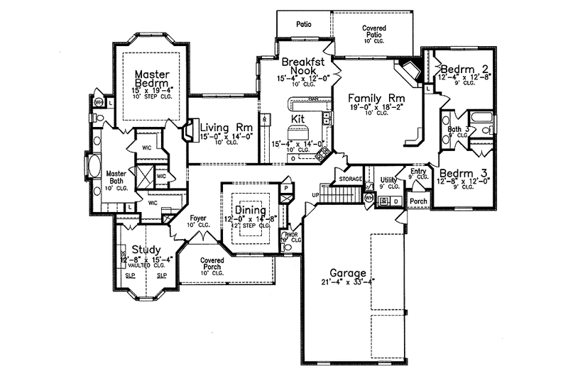 Home Plan - Floor Plan - Main Floor for Traditional House Plan #52-250 - 4 bed, 3.5 bath