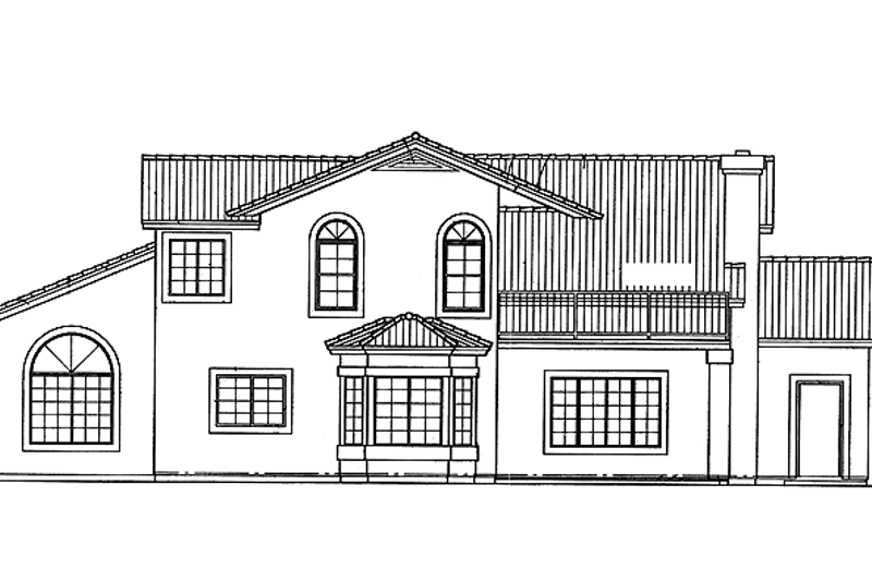 House Blueprint - Exterior - Rear Elevation for Mediterranean House Plan #72-931 - 4 bed, 3 bath