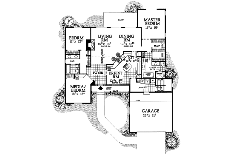 Dream House Plan - Floor Plan - Main Floor for Country House Plan #72-1011 - 3 bed, 2 bath