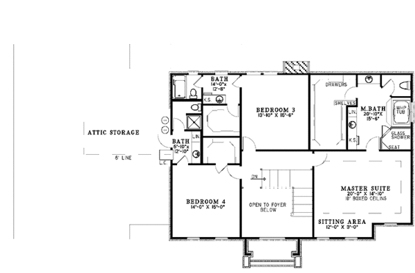 Home Plan - Colonial Floor Plan - Upper Floor Plan #17-3202