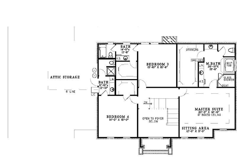 Home Plan - Floor Plan - Upper Floor for Colonial House Plan #17-3202 - 4 bed, 4.5 bath