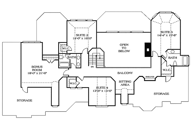 Home Plan - Floor Plan - Upper Floor for Country House Plan #453-182 - 4 bed, 3.5 bath