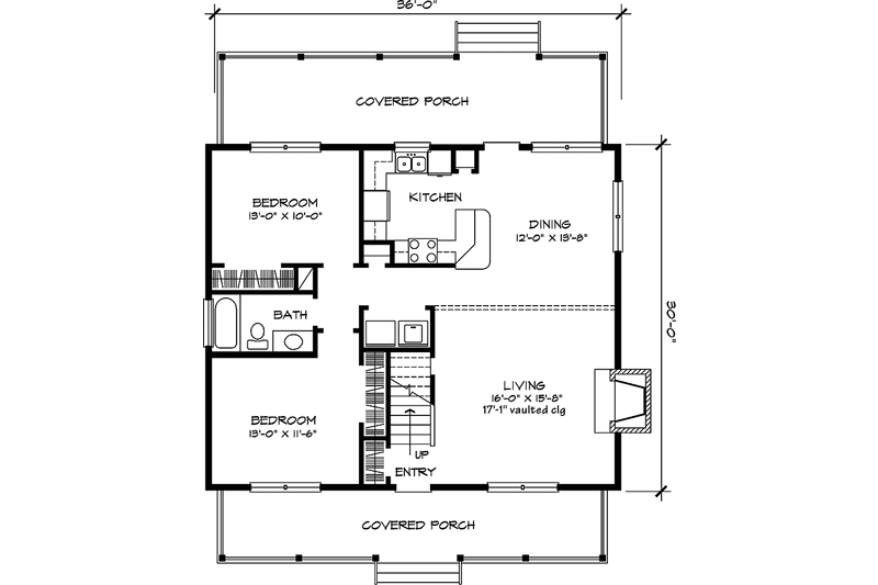 Home Plan - Floor Plan - Main Floor for Country House Plan #140-169 - 3 bed, 2 bath