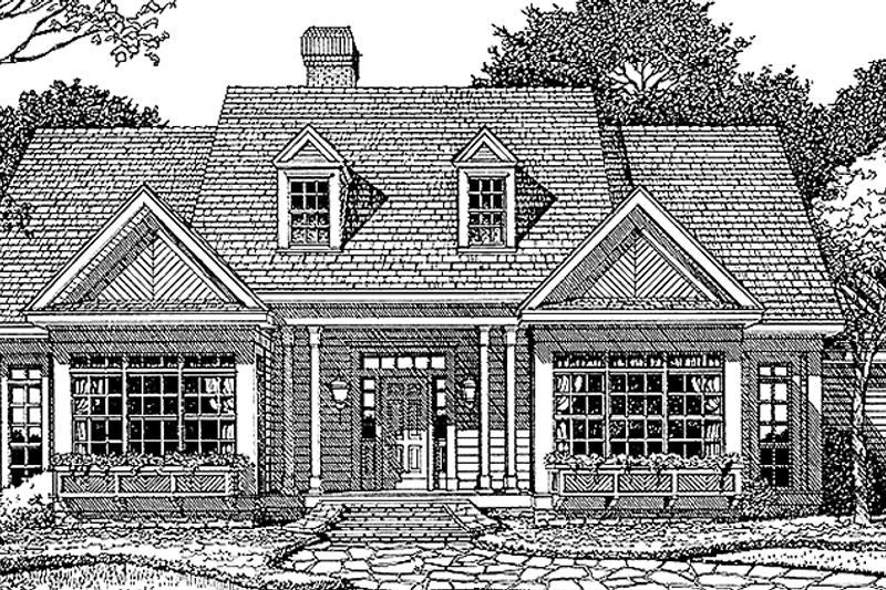 Architectural House Design - Country Exterior - Front Elevation Plan #985-16