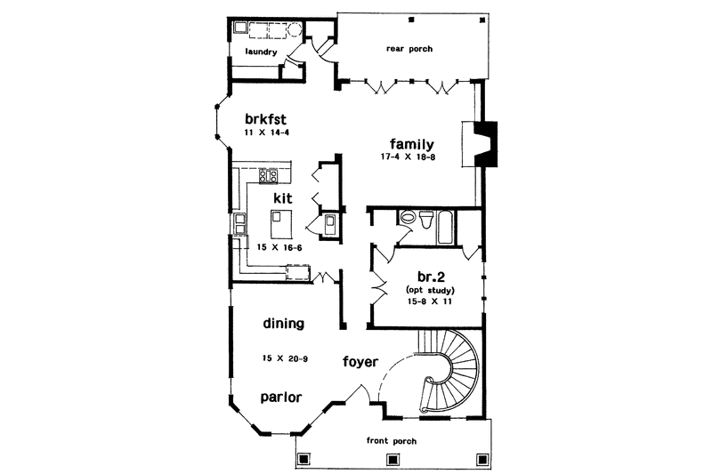 Dream House Plan - Floor Plan - Main Floor for Victorian House Plan #301-125 - 4 bed, 3 bath