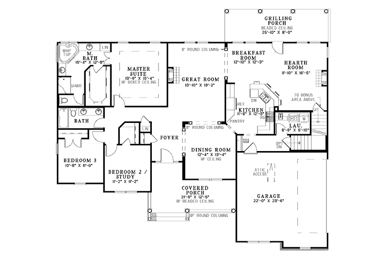 Dream House Plan - Floor Plan - Main Floor for Country House Plan #17-3207 - 4 bed, 3 bath