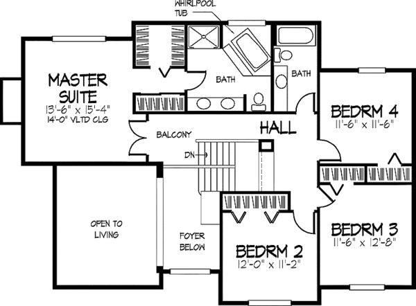 Architectural House Design - Traditional Floor Plan - Upper Floor Plan #320-868