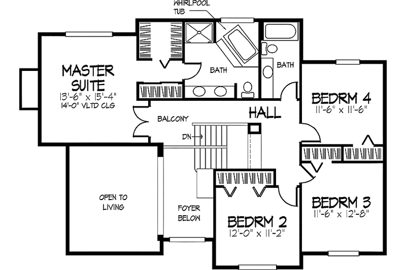 Architectural House Design - Floor Plan - Upper Floor for Traditional House Plan #320-868 - 4 bed, 2.5 bath