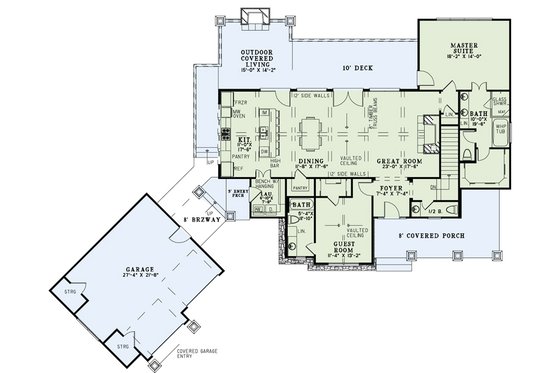 Floor Plan - Main Floor for Craftsman House Plan #17-2504 - 4 bed, 4.5 bath