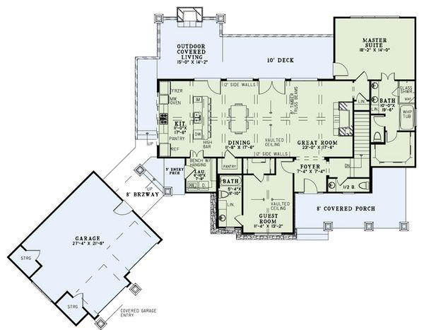 Dream House Plan - Craftsman Floor Plan - Main Floor Plan #17-2504