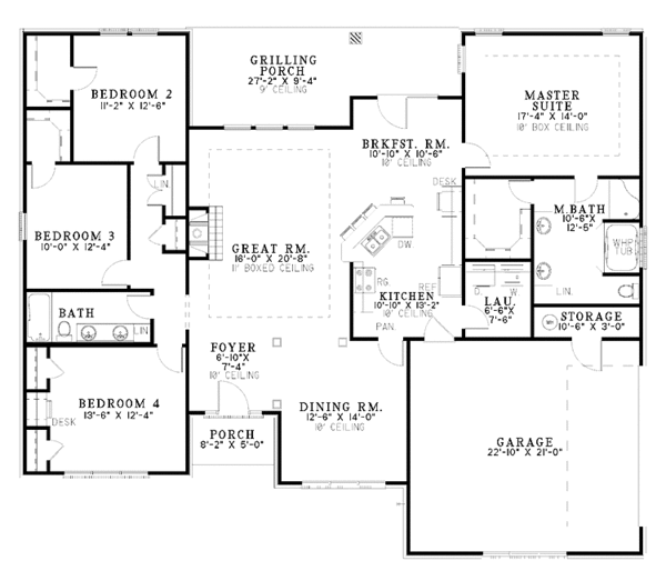 Dream House Plan - Traditional Floor Plan - Main Floor Plan #17-2805