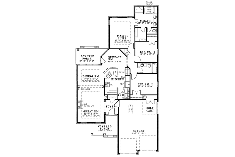 Architectural House Design - Floor Plan - Main Floor for Country House Plan #17-2653 - 3 bed, 2 bath