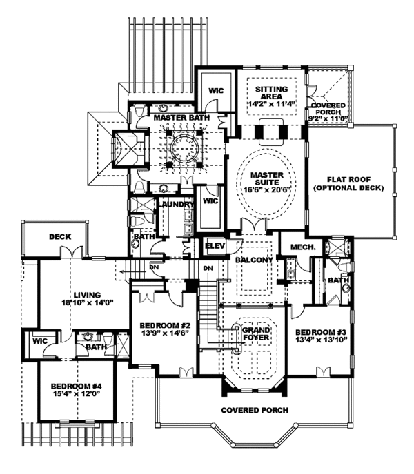 House Design - Mediterranean Floor Plan - Upper Floor Plan #1017-71