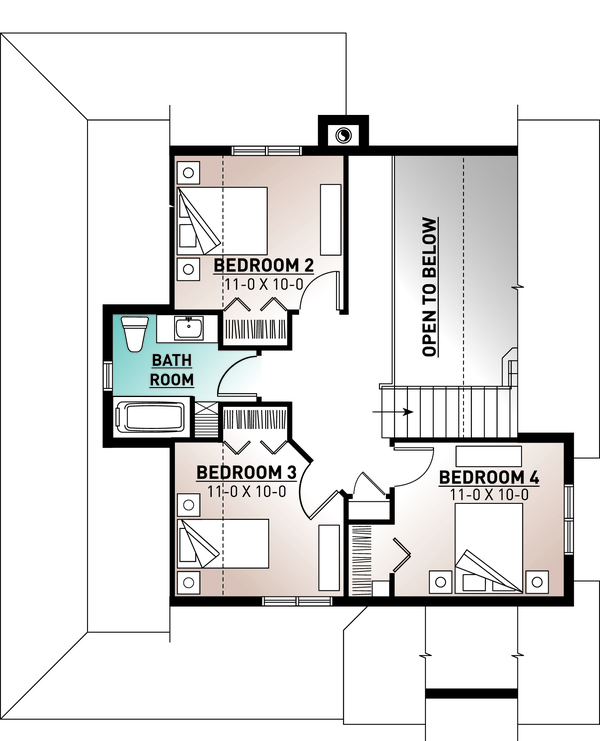Farmhouse Floor Plan - Upper Floor Plan #23-2582