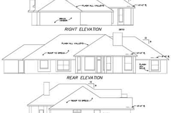 Exterior - Rear Elevation for European House Plan #65-379 - 4 bed, 2.5 bath
