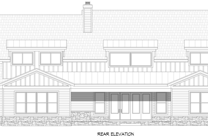 House Blueprint - Exterior - Rear Elevation 1 for Farmhouse House Plan #932-1434 - 5 bed, 5.5 bath