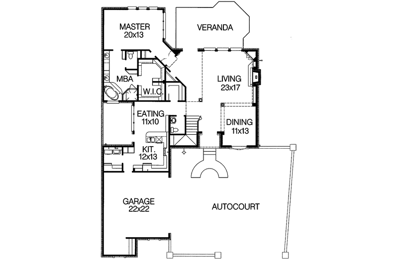 Home Plan - Floor Plan - Main Floor for Country House Plan #15-334 - 3 bed, 2.5 bath