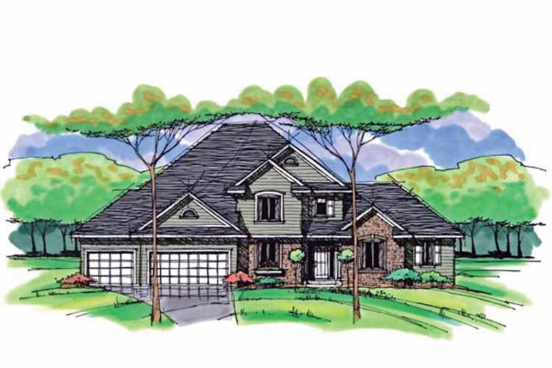 Home Plan - Exterior - Front Elevation 3 for Colonial House Plan #51-1042 - 4 bed, 3.5 bath