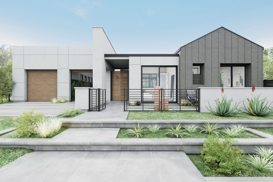 Exterior - Front Elevation 4 for Modern House Plan #1087-2 - 3 bed, 2.5 bath