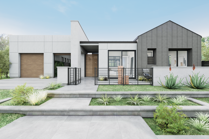 House Blueprint - Exterior - Front Elevation 4 for Modern House Plan #1087-2 - 3 bed, 2.5 bath