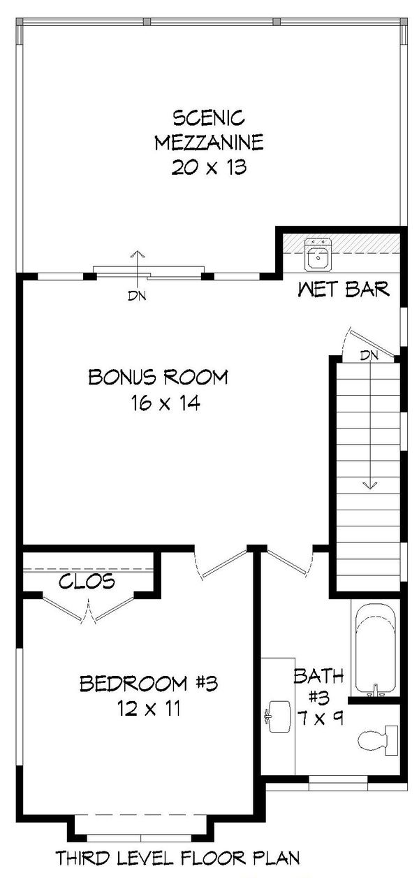 Contemporary Floor Plan - Upper Floor Plan #932-196