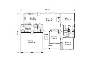 Floor Plan - Main Floor for Ranch House Plan #22-626 - 3 bed, 2 bath