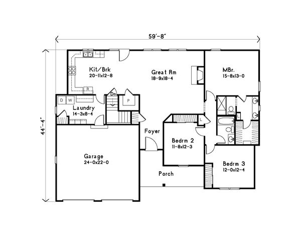 Home Plan - Ranch Floor Plan - Main Floor Plan #22-626