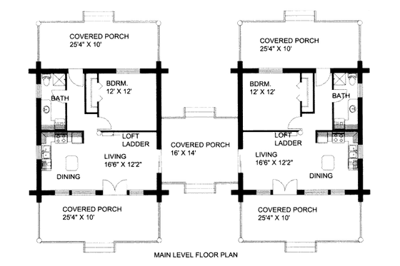 Floor Plan - Main Floor for Log House Plan #117-590 - 1 bed, 1 bath