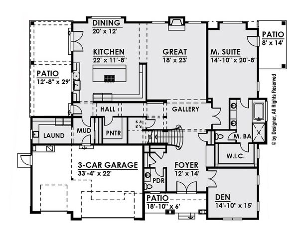 House Plan Design - Craftsman Floor Plan - Main Floor Plan #1066-26