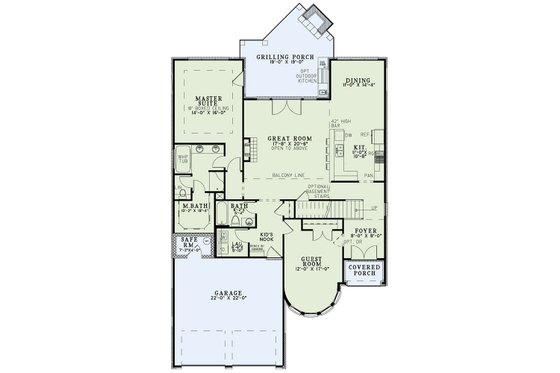 Floor Plan - Main Floor for European House Plan #17-2547 - 3 bed, 3 bath