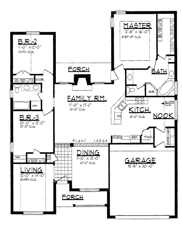 House Design - Country Floor Plan - Main Floor Plan #62-156