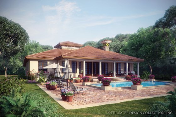 Exterior - Rear Elevation for Mediterranean House Plan #930-12 - 3 bed, 2.5 bath