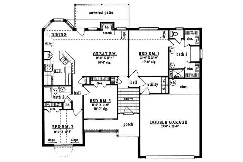 Home Plan - Floor Plan - Main Floor for Country House Plan #42-554 - 3 bed, 2 bath