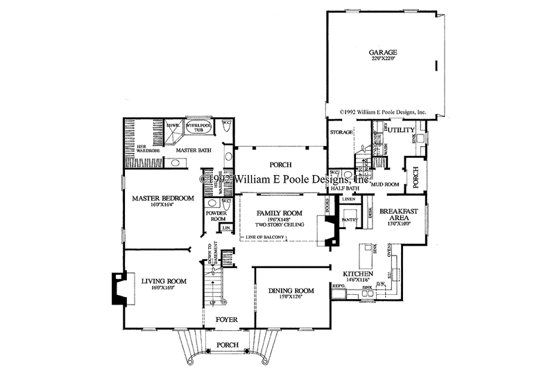 Dream House Plan - Floor Plan - Main Floor for Colonial House Plan #137-353 - 4 bed, 3 bath