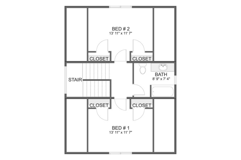 House Design - Floor Plan - Upper Floor for Farmhouse House Plan #1060-301 - 2 bed, 1.5 bath