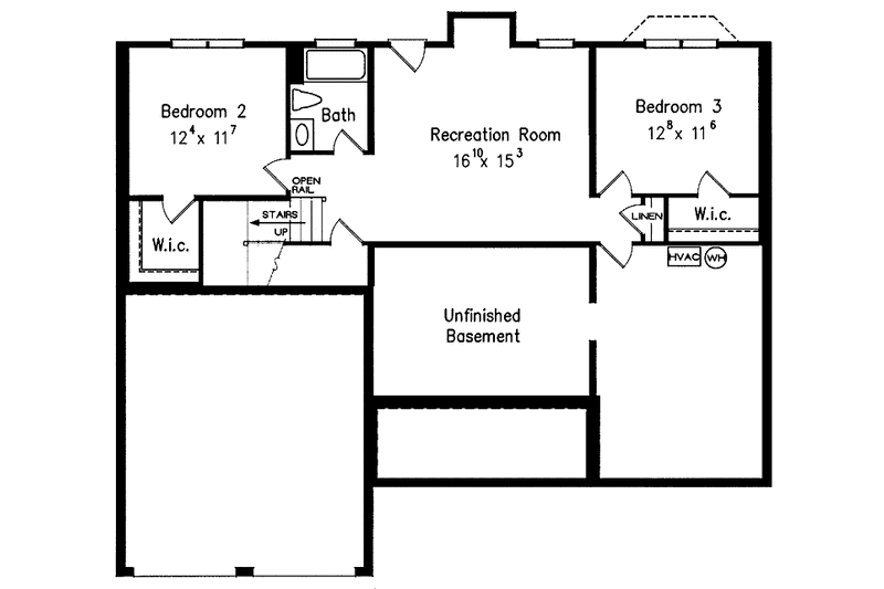 Home Plan - Floor Plan - Lower Floor for Craftsman House Plan #927-173 - 3 bed, 2.5 bath