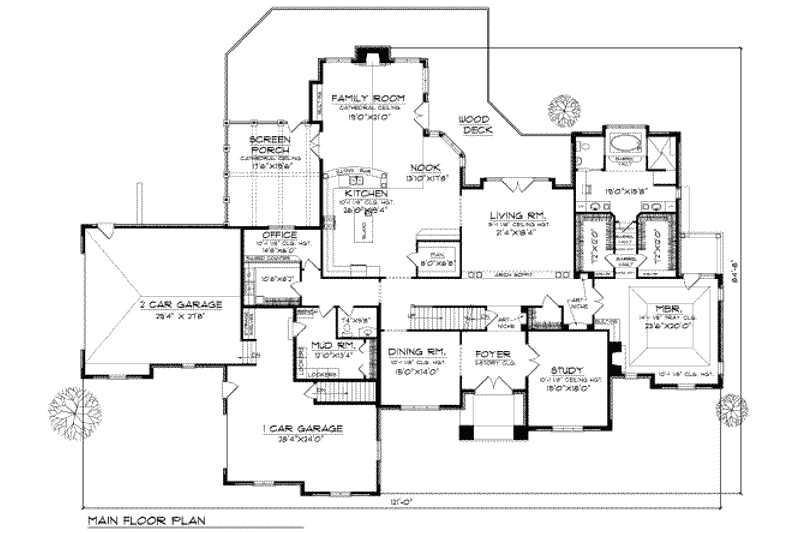 Home Plan - Floor Plan - Main Floor for Traditional House Plan #70-557 - 4 bed, 4.5 bath