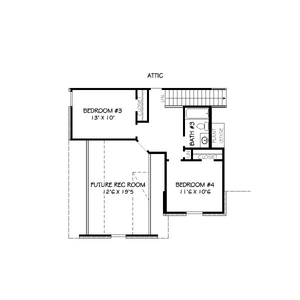 Floor Plan - Upper Floor for Traditional House Plan #424-96 - 4 bed, 3 bath