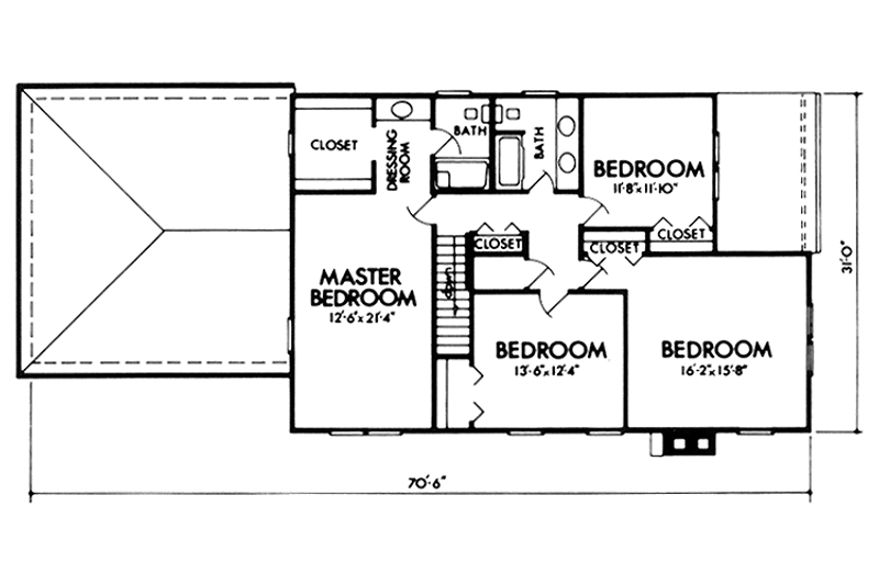 Home Plan - Floor Plan - Upper Floor for Tudor House Plan #320-1294 - 4 bed, 2.5 bath
