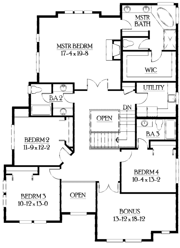Architectural House Design - Prairie Floor Plan - Upper Floor Plan #132-432