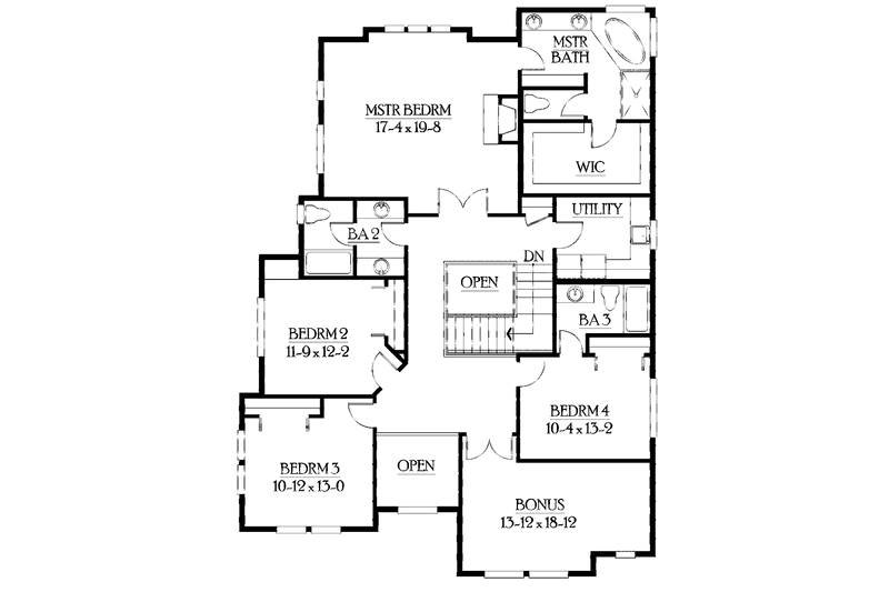 Home Plan - Floor Plan - Upper Floor for Prairie House Plan #132-432 - 4 bed, 3.5 bath