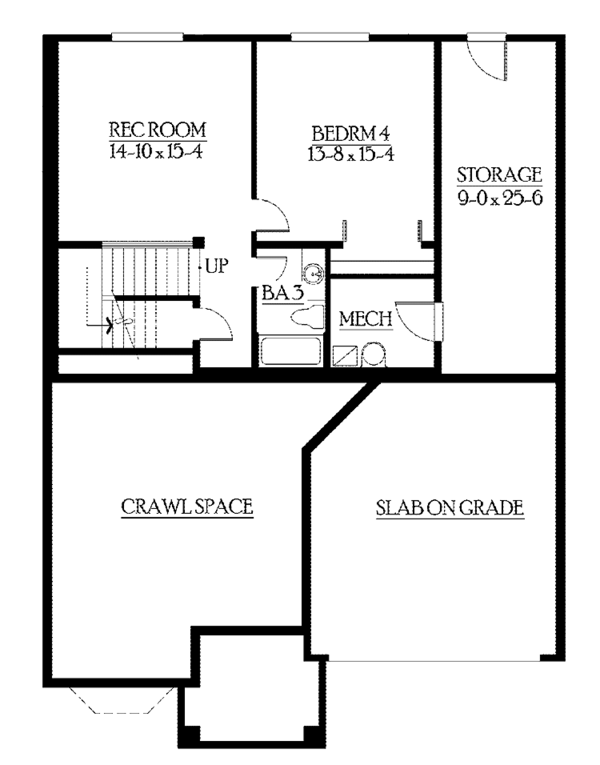 Home Plan - Craftsman Floor Plan - Lower Floor Plan #132-366