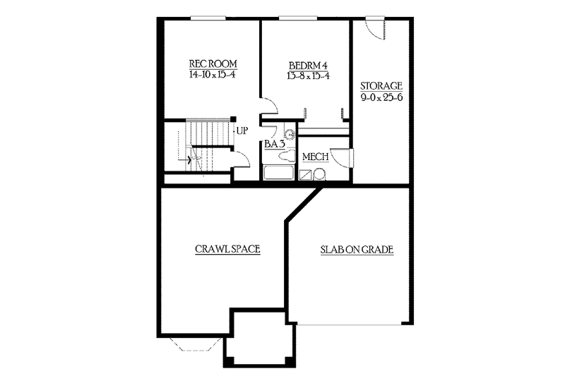 Home Plan - Floor Plan - Lower Floor for Craftsman House Plan #132-366 - 4 bed, 3.5 bath