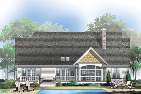 Exterior - Rear Elevation for Country House Plan #929-49 - 3 bed, 2.5 bath