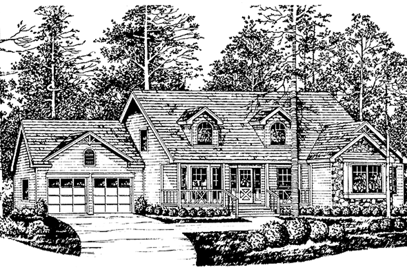 Home Plan - Exterior - Front Elevation 3 for Country House Plan #40-443 - 4 bed, 2 bath