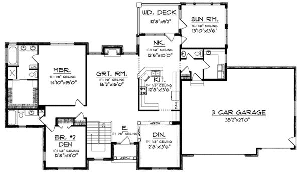 Architectural House Design - Traditional Floor Plan - Main Floor Plan #70-1395