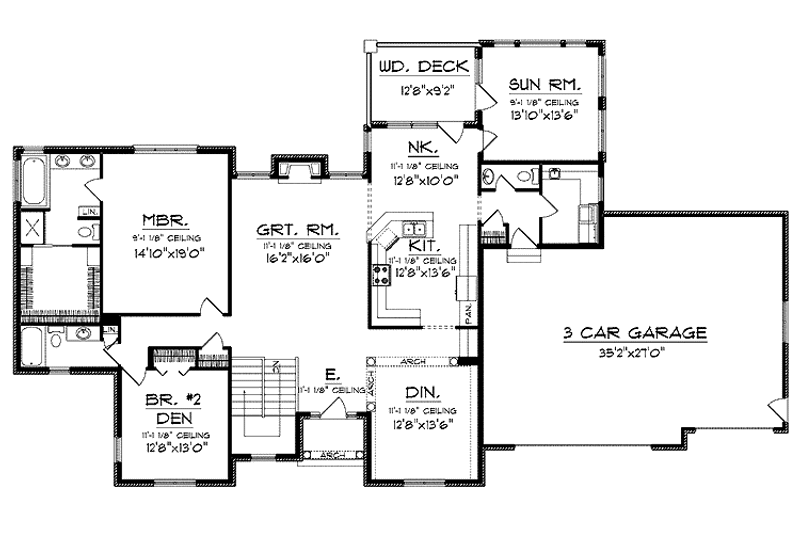 Dream House Plan - Floor Plan - Main Floor for Traditional House Plan #70-1395 - 2 bed, 2.5 bath